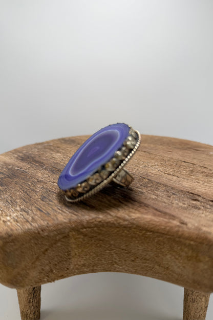 Agate Geode Slab Ring in Blues