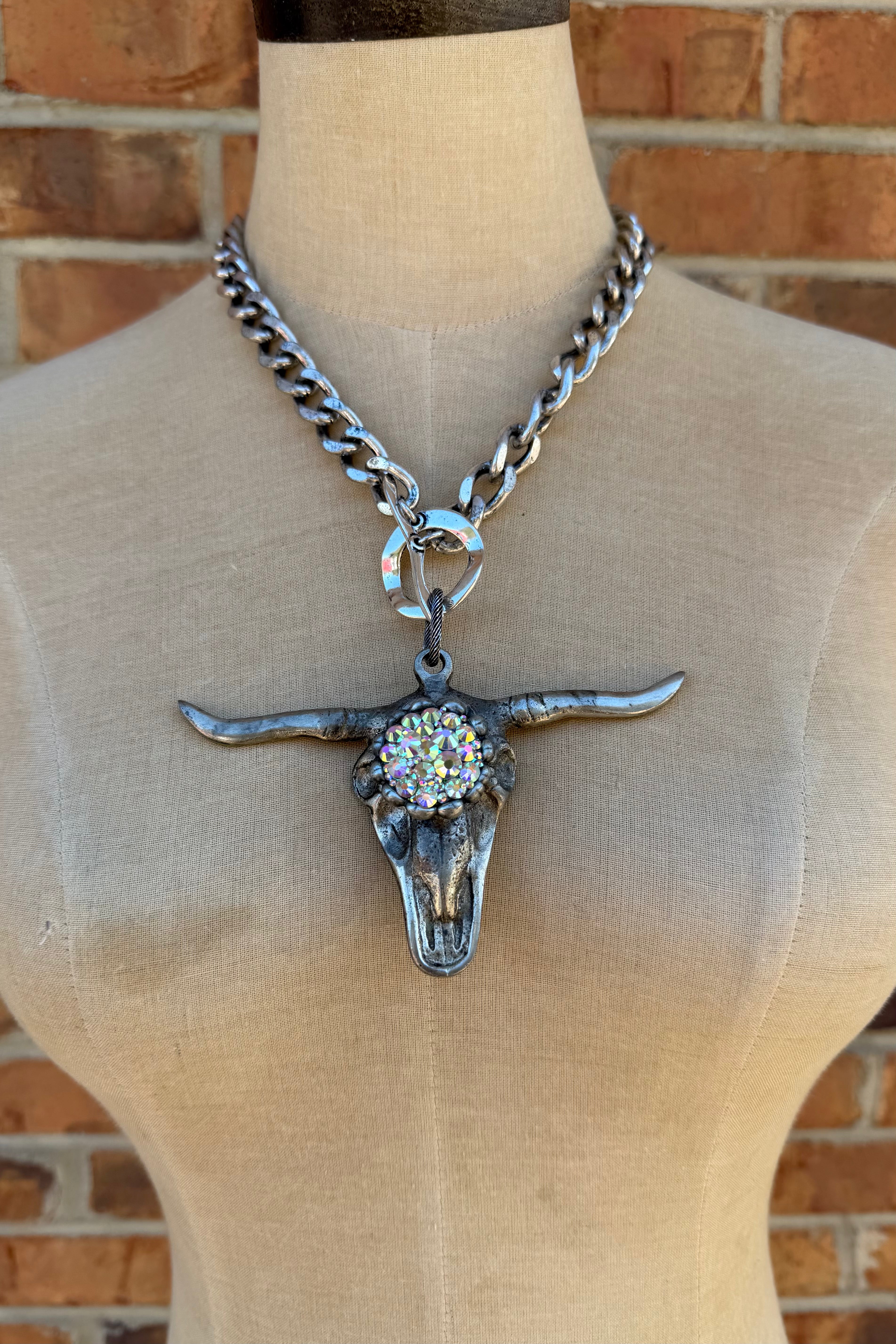 Silver Longhorn Necklace