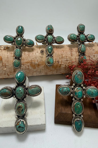 Stoned Turquoise Cross Ring