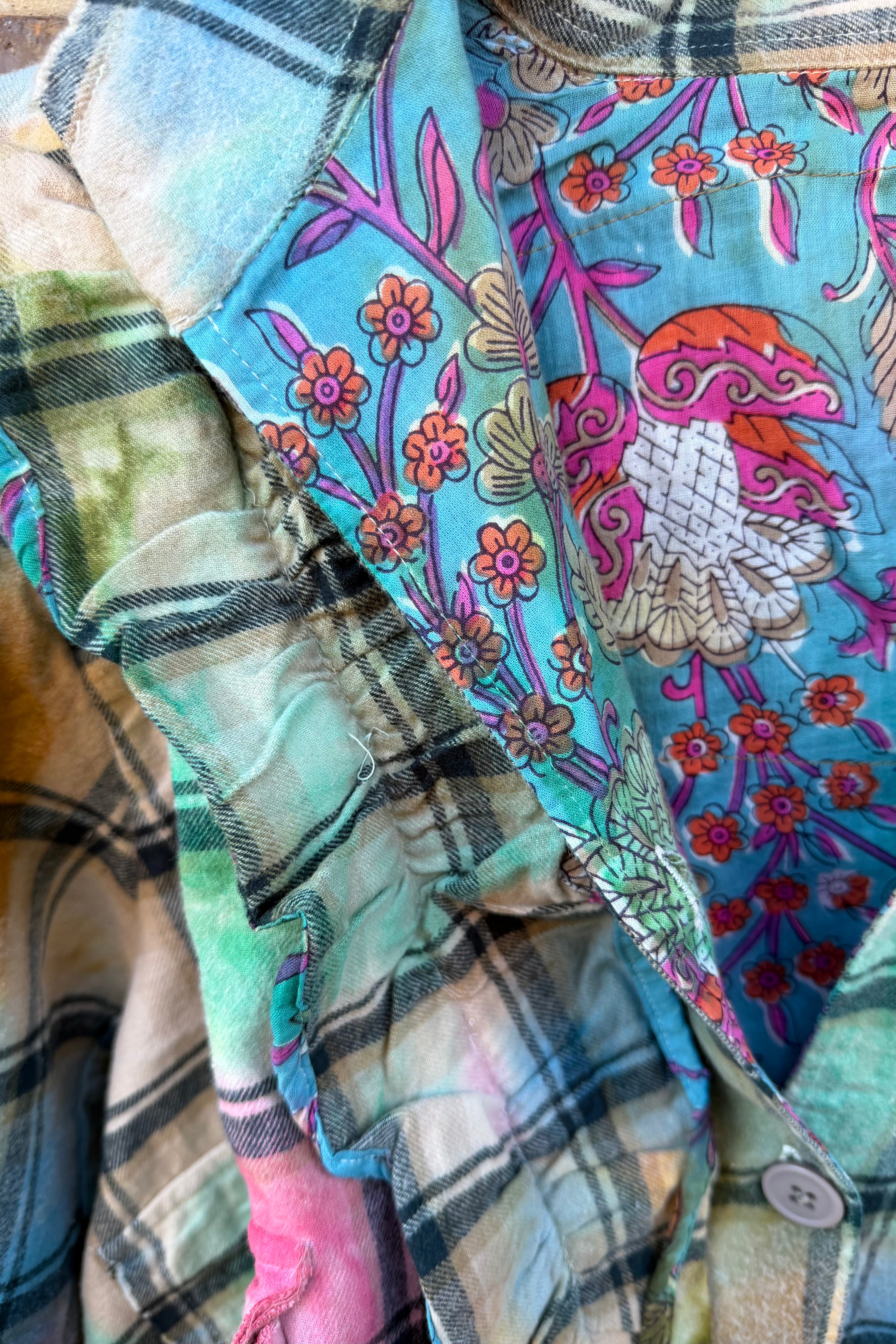 Tie Dye Bliss Cropped Flannel Jacket