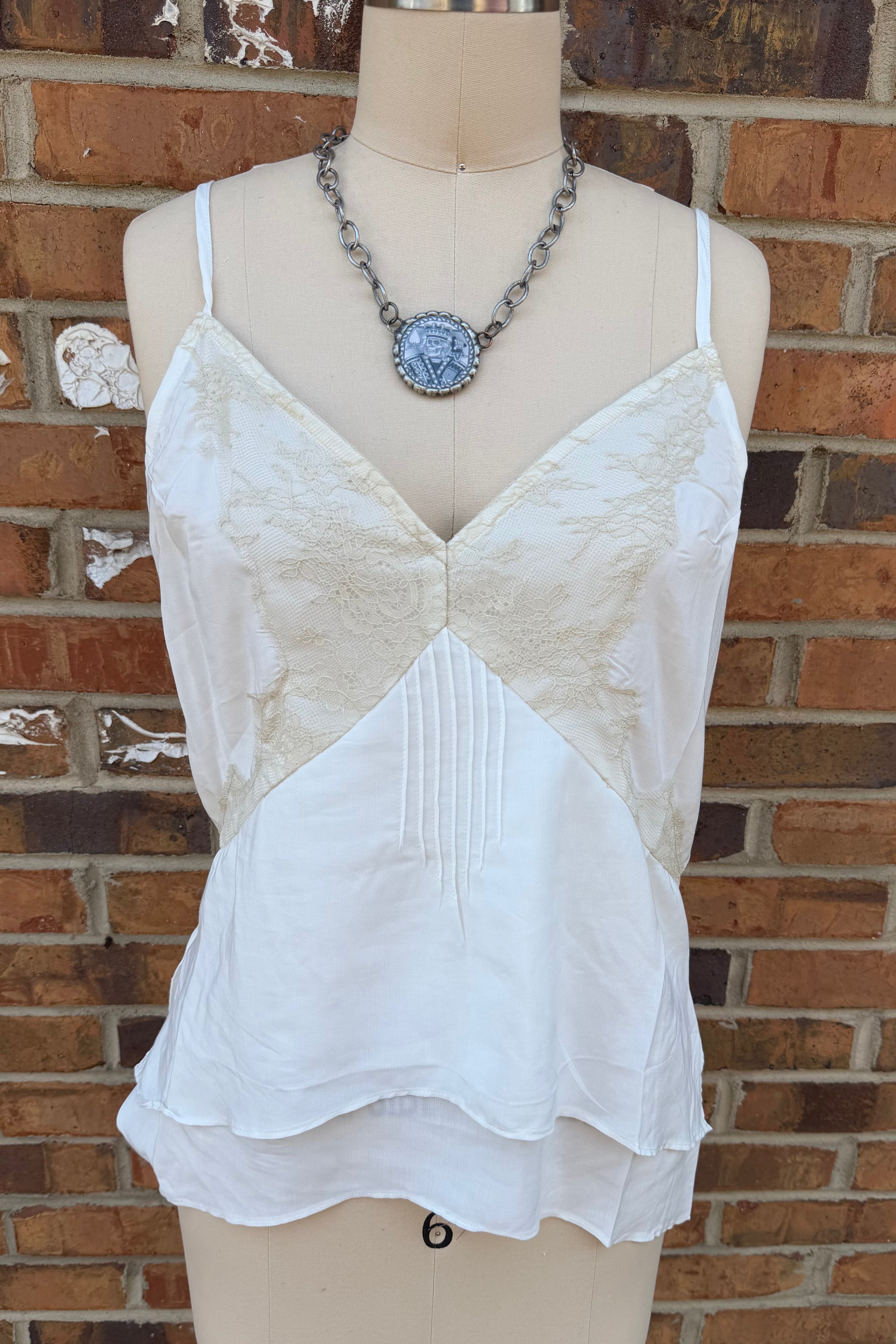 Simple White Tank with Lace