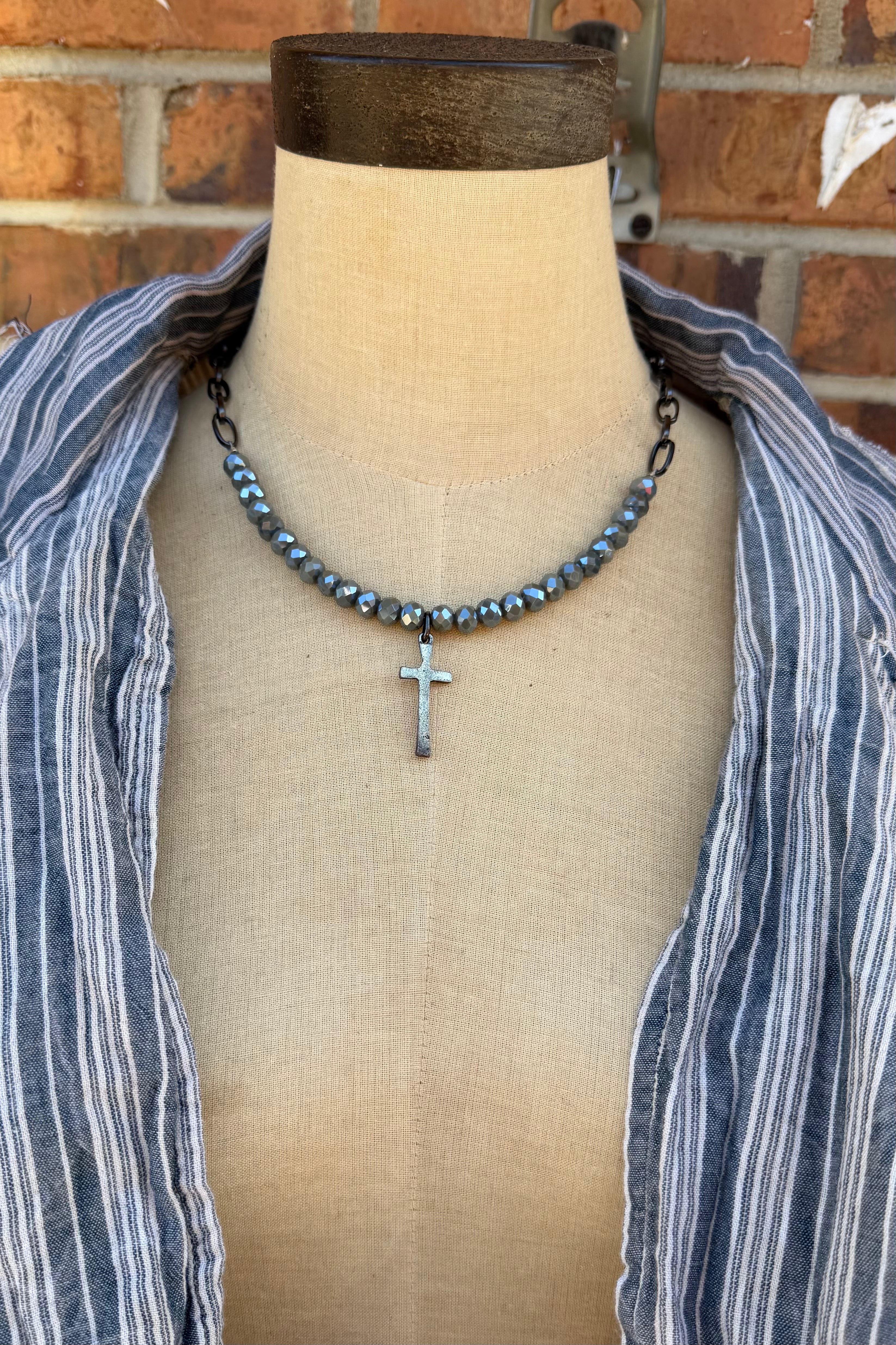 Smokey Crystal  Cross Necklace