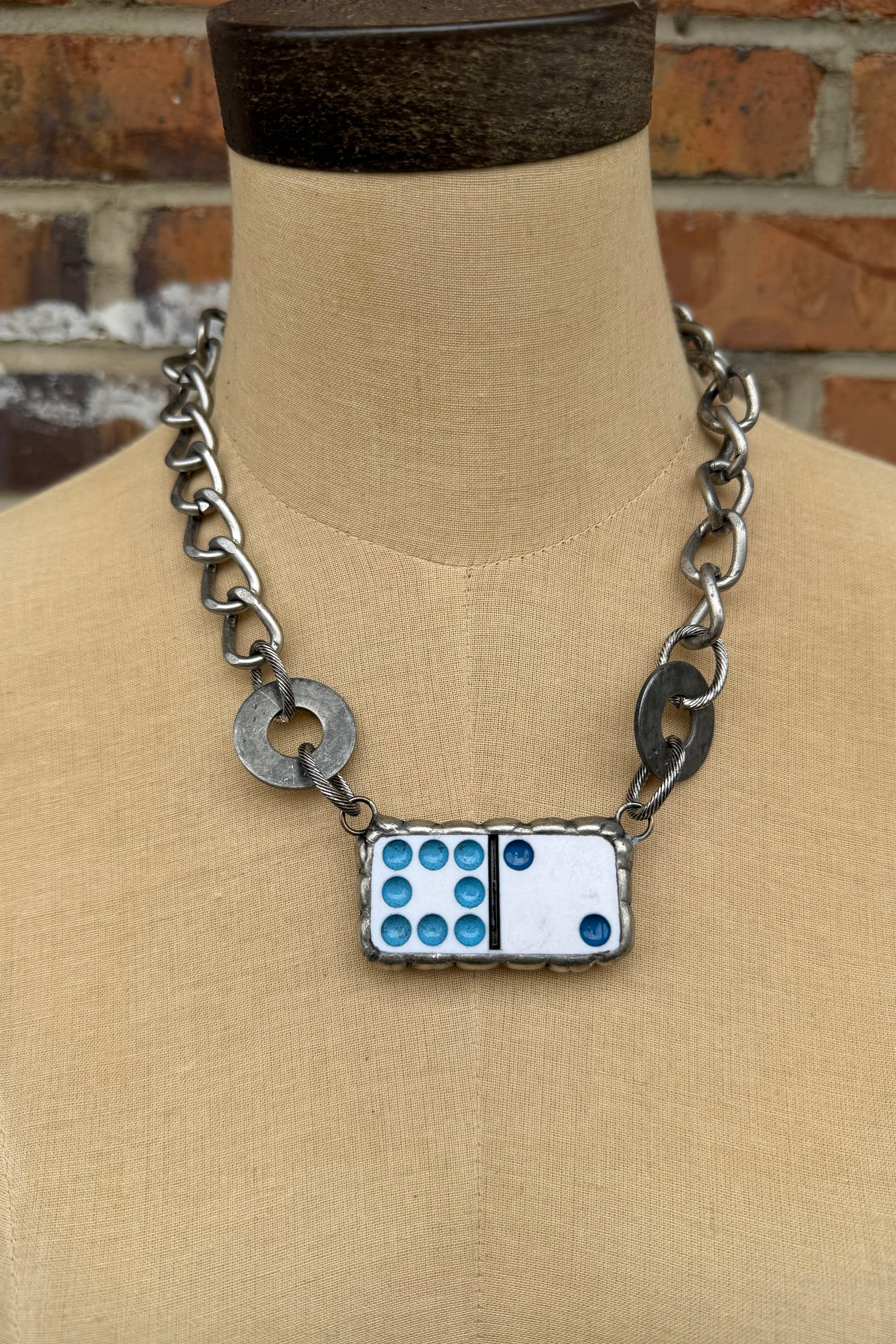 Domino in Blue Shortie Necklace
