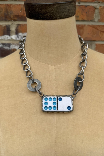 Domino in Blue Shortie Necklace