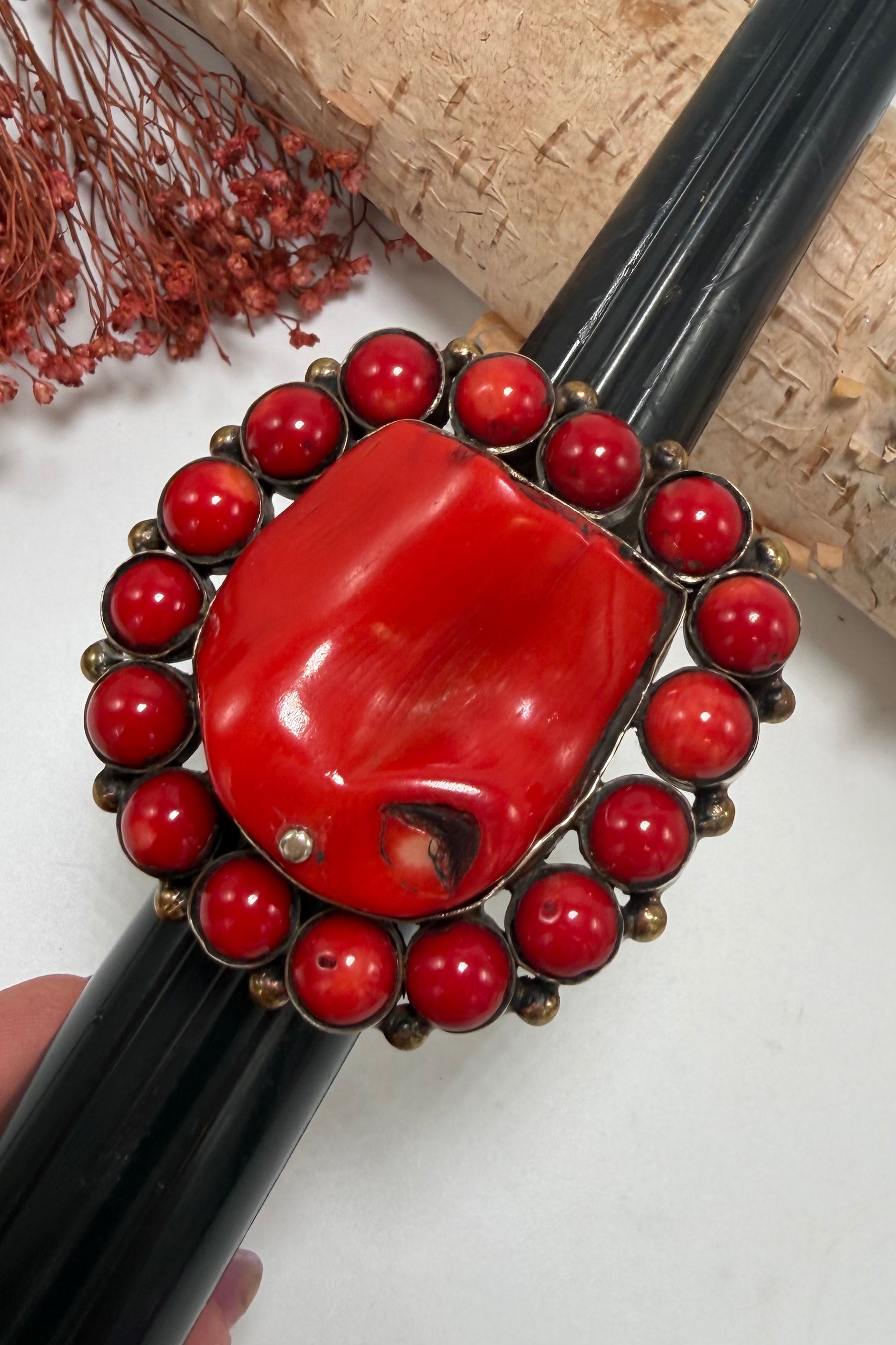 Chunky Red Coral Ring - Size 10