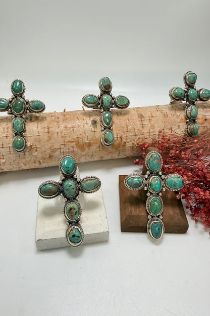 Stoned Turquoise Cross Ring
