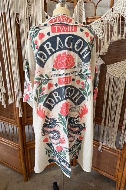 The Dragon  Collard Lightweight Cotton Midi Dress