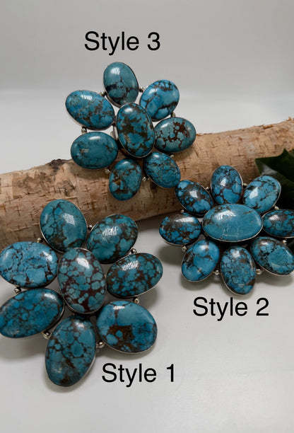 BIG Turquoise Flower Ring