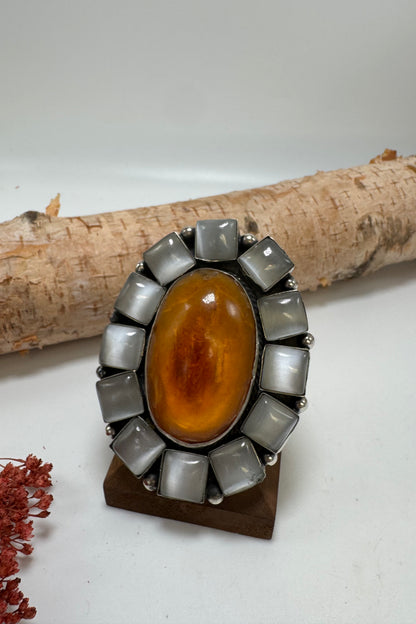 Amber Ashes Stone Ring