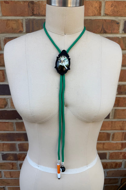 Cat scratch fever shoe tie necklace