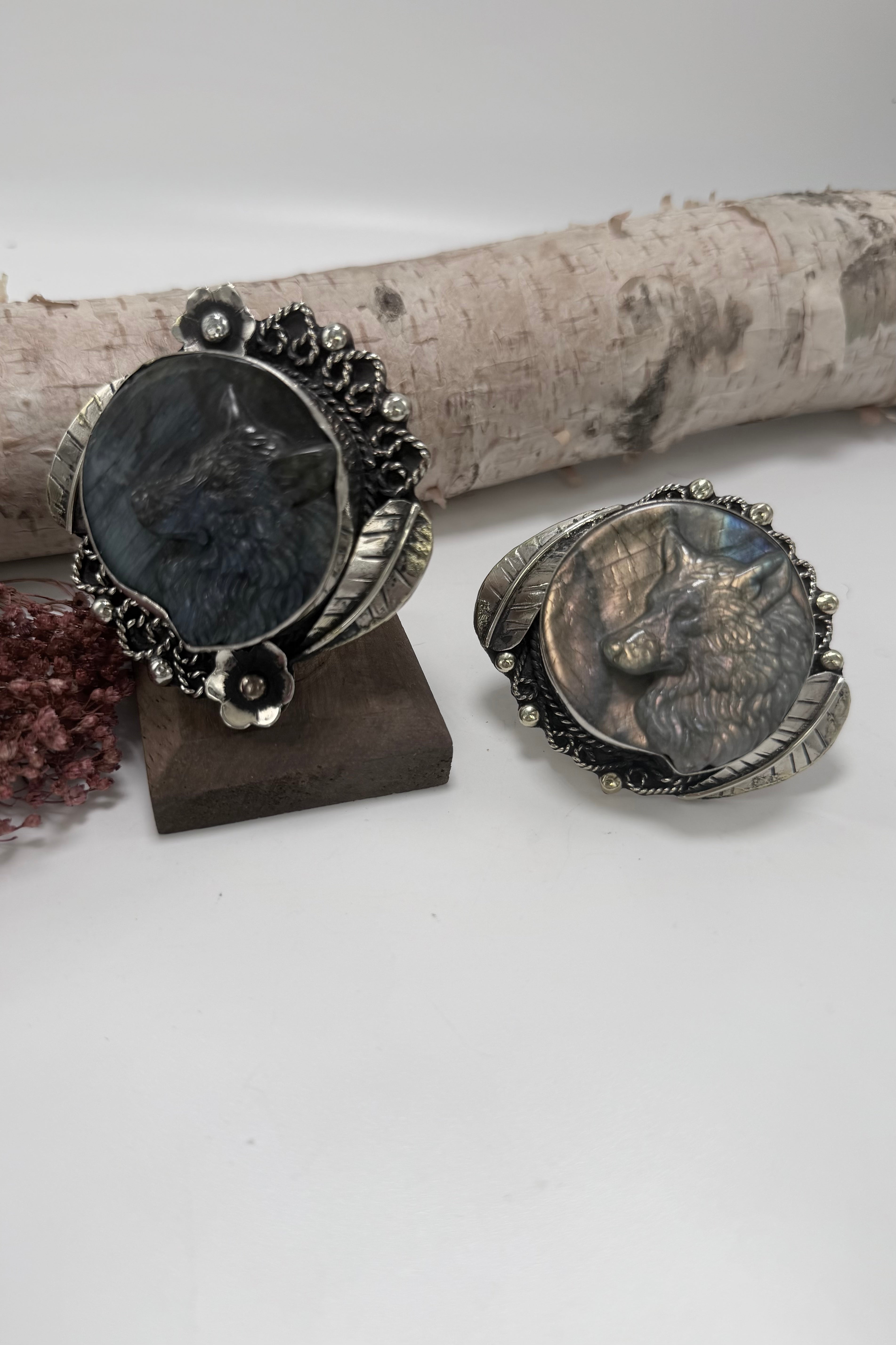 Blue Wolf in Labradorite