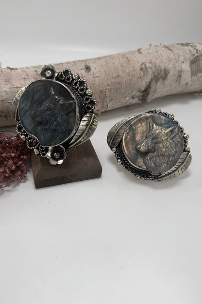 Blue Wolf in Labradorite