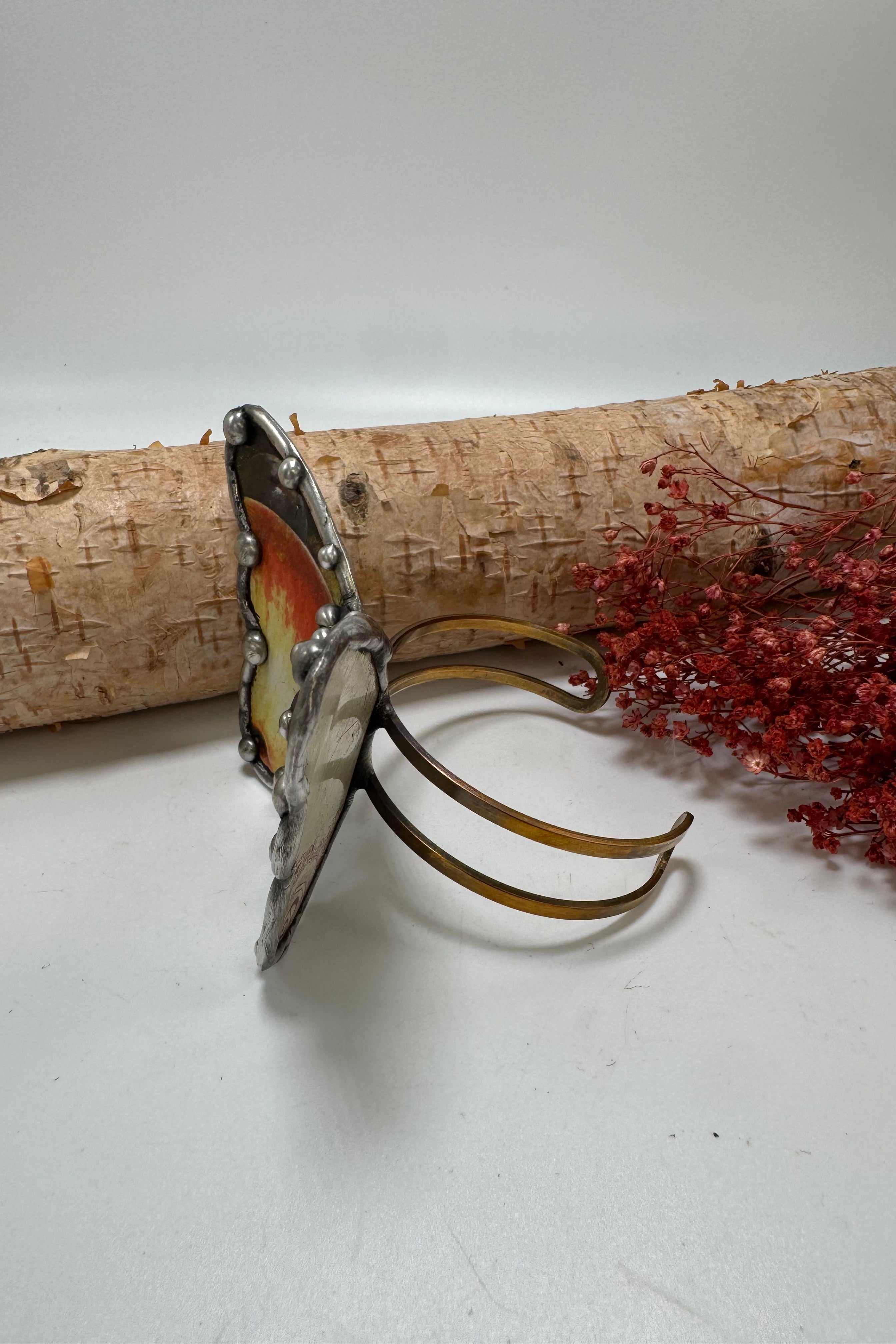 Butterfly Recycled Tin Cuff Bracelet w/ Gemstone Style 20