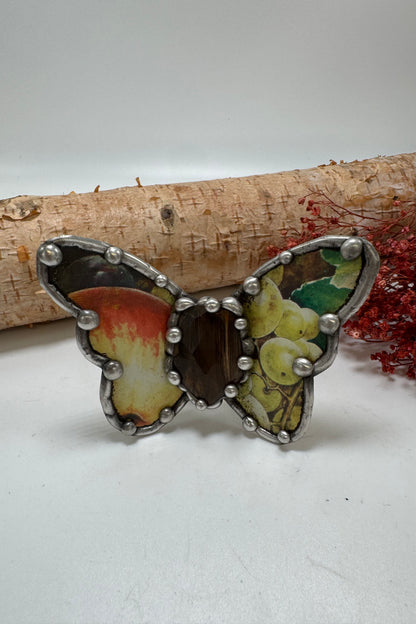Butterfly Recycled Tin Cuff Bracelet w/ Gemstone Style 20