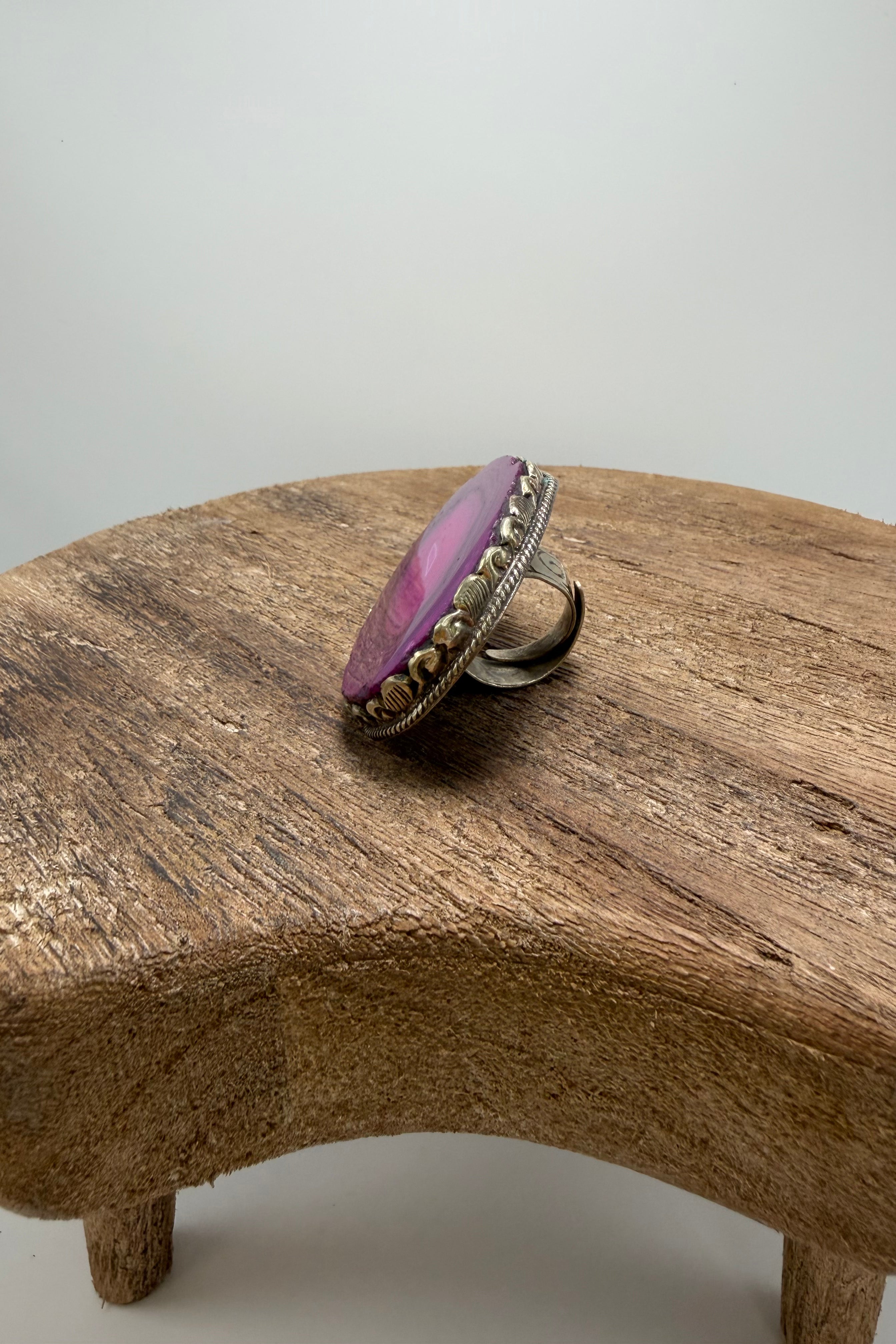 Agate Slab Ring in Pinks
