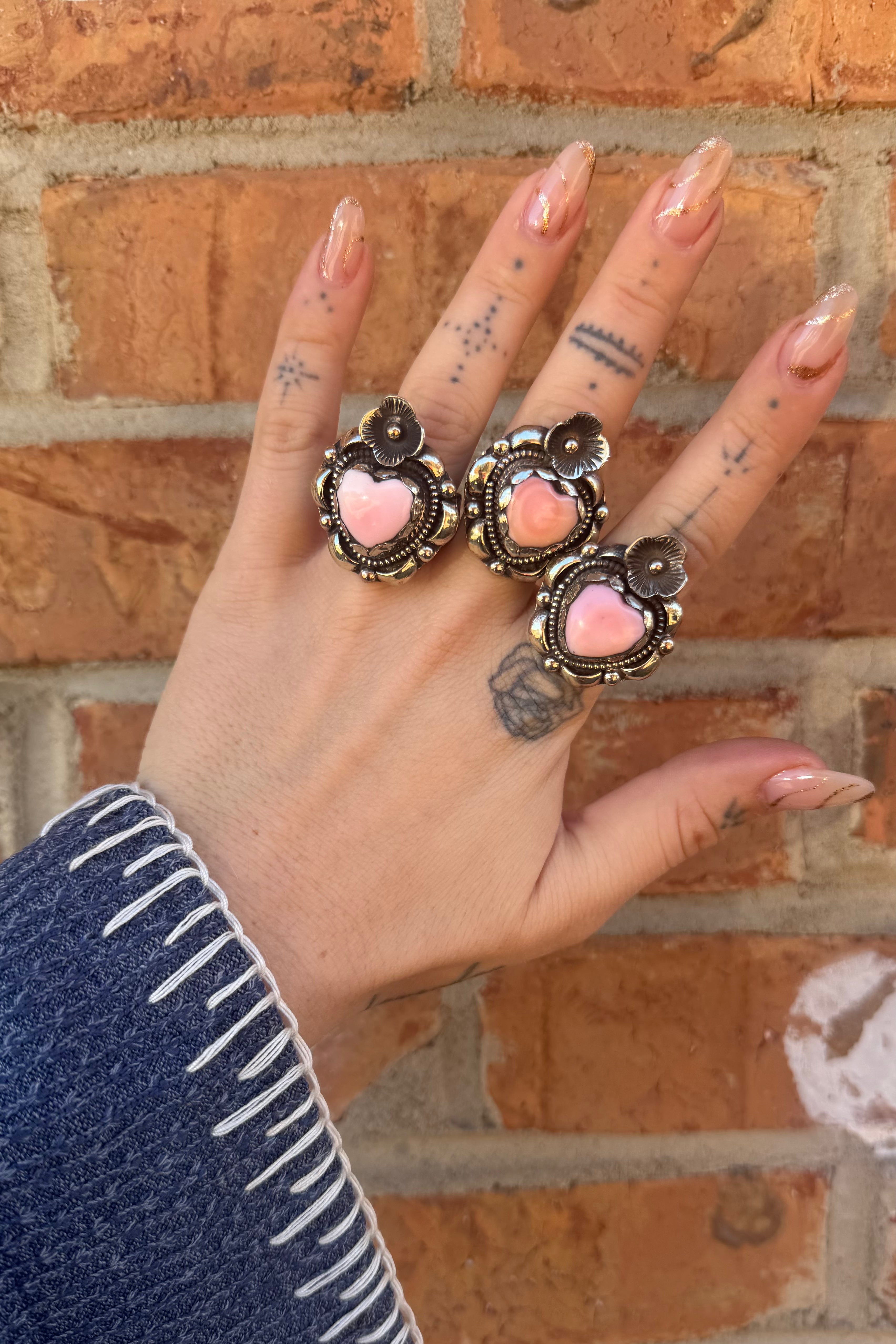 Flower of my Heart Ring in Pink Opal