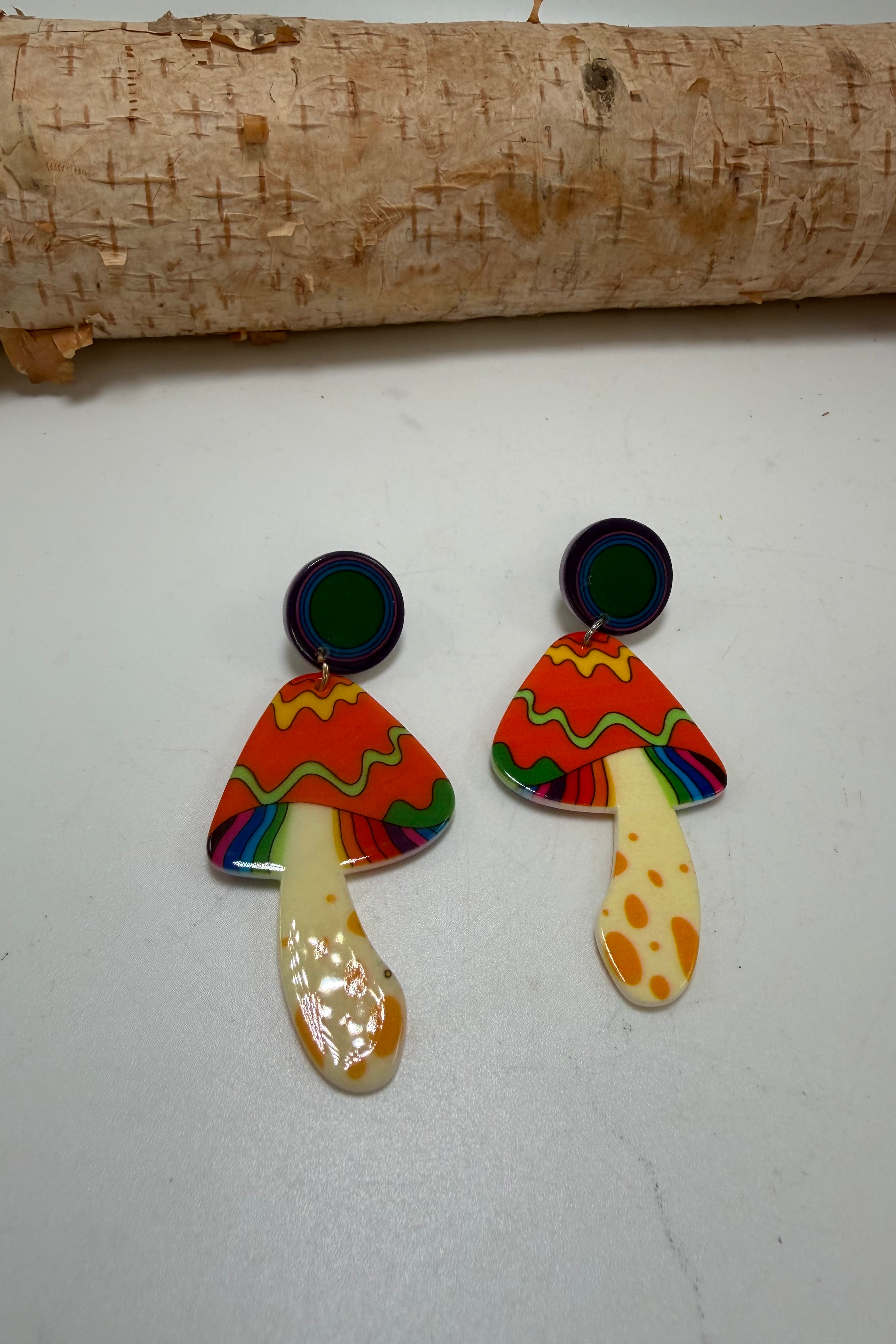 Trippy Mushroom Earrings
