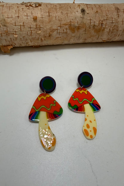 Trippy Mushroom Earrings
