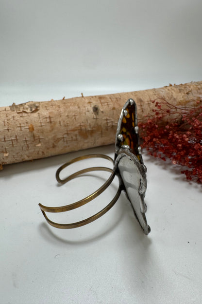 Butterfly Recycled Tin Cuff Bracelet w/ Gemstone Style 10