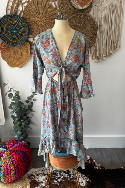 Poly Silk Front Tie Dress 11