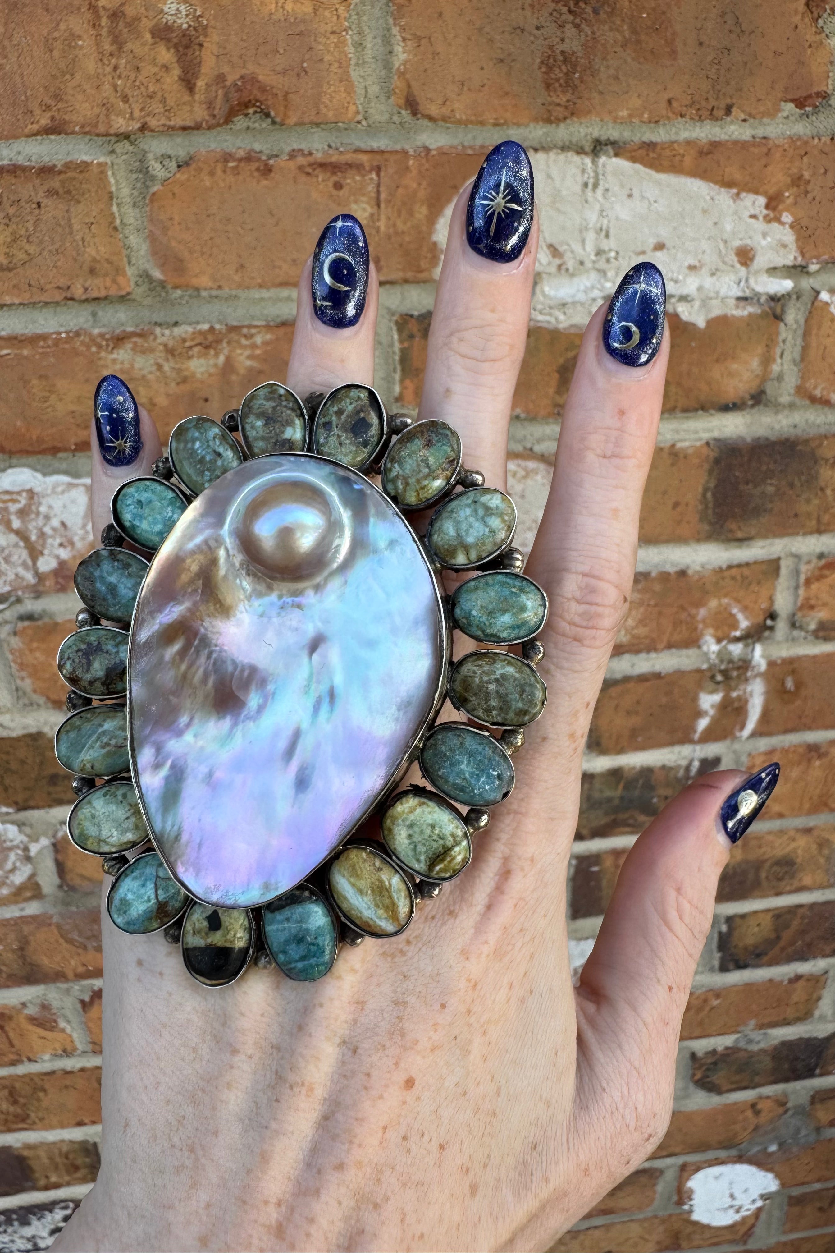 Pearl Oyster Jaded Ring