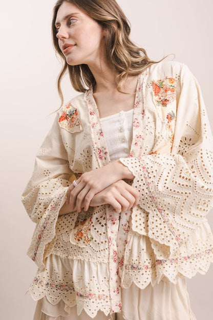 FLOWER PATCH & EMBROIDERED RUFFLE Duster