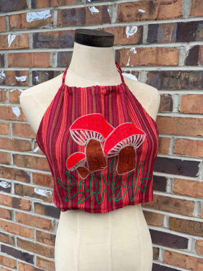 Sale - Mushroom Embroidered Halter
