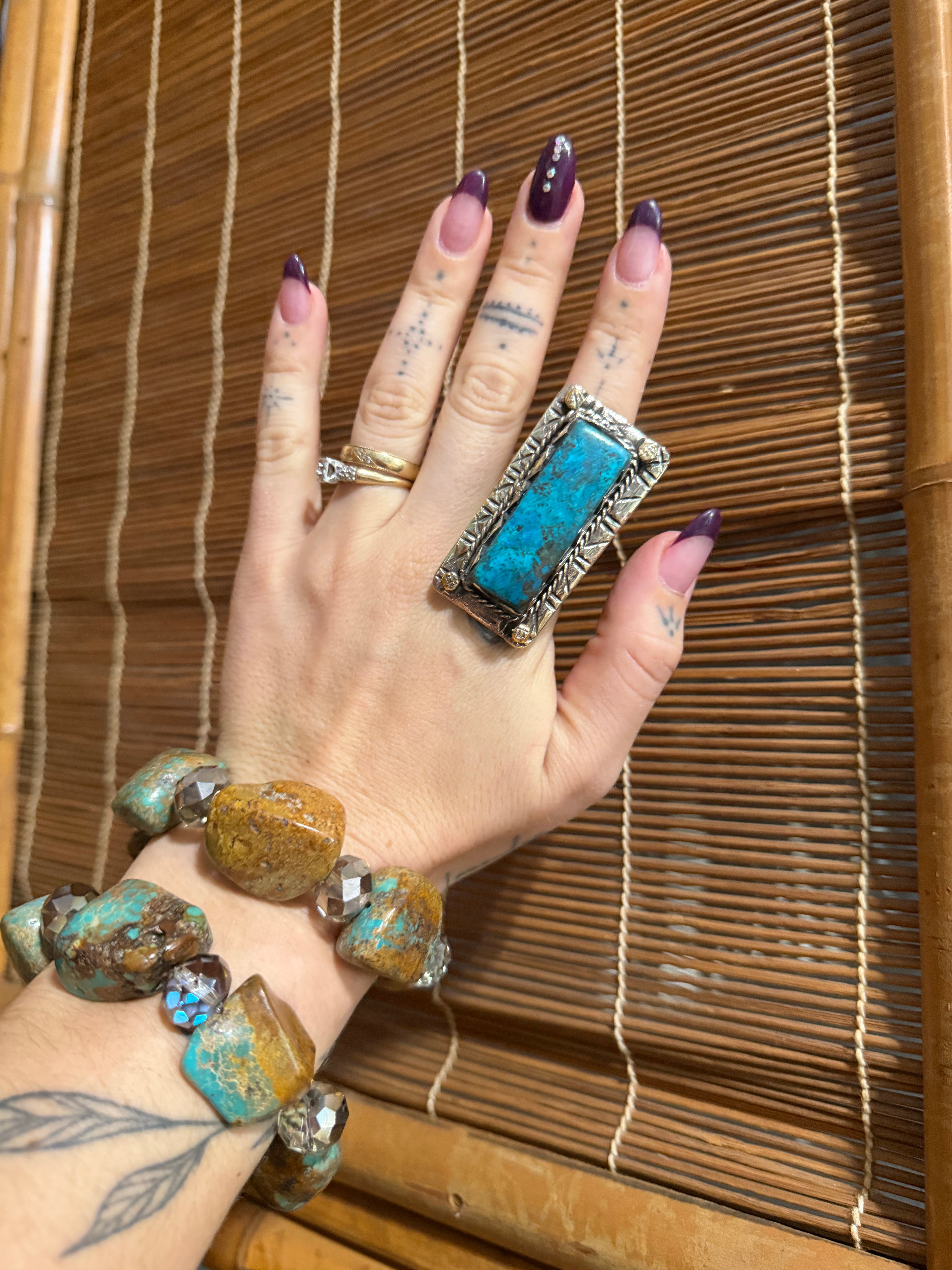 Long Chunky Turquoise Ring 1