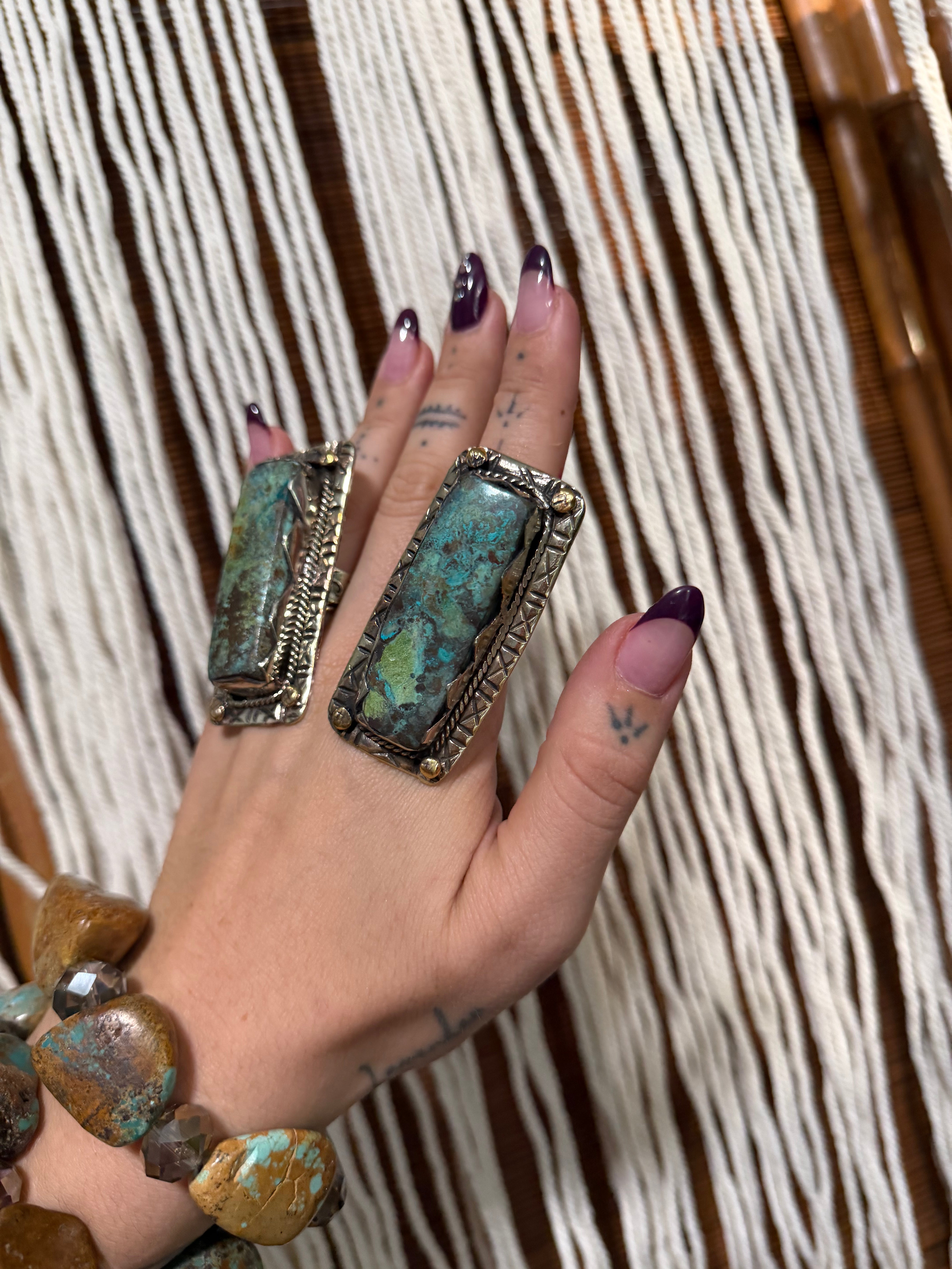 Long Chunky Turquoise Ring 3