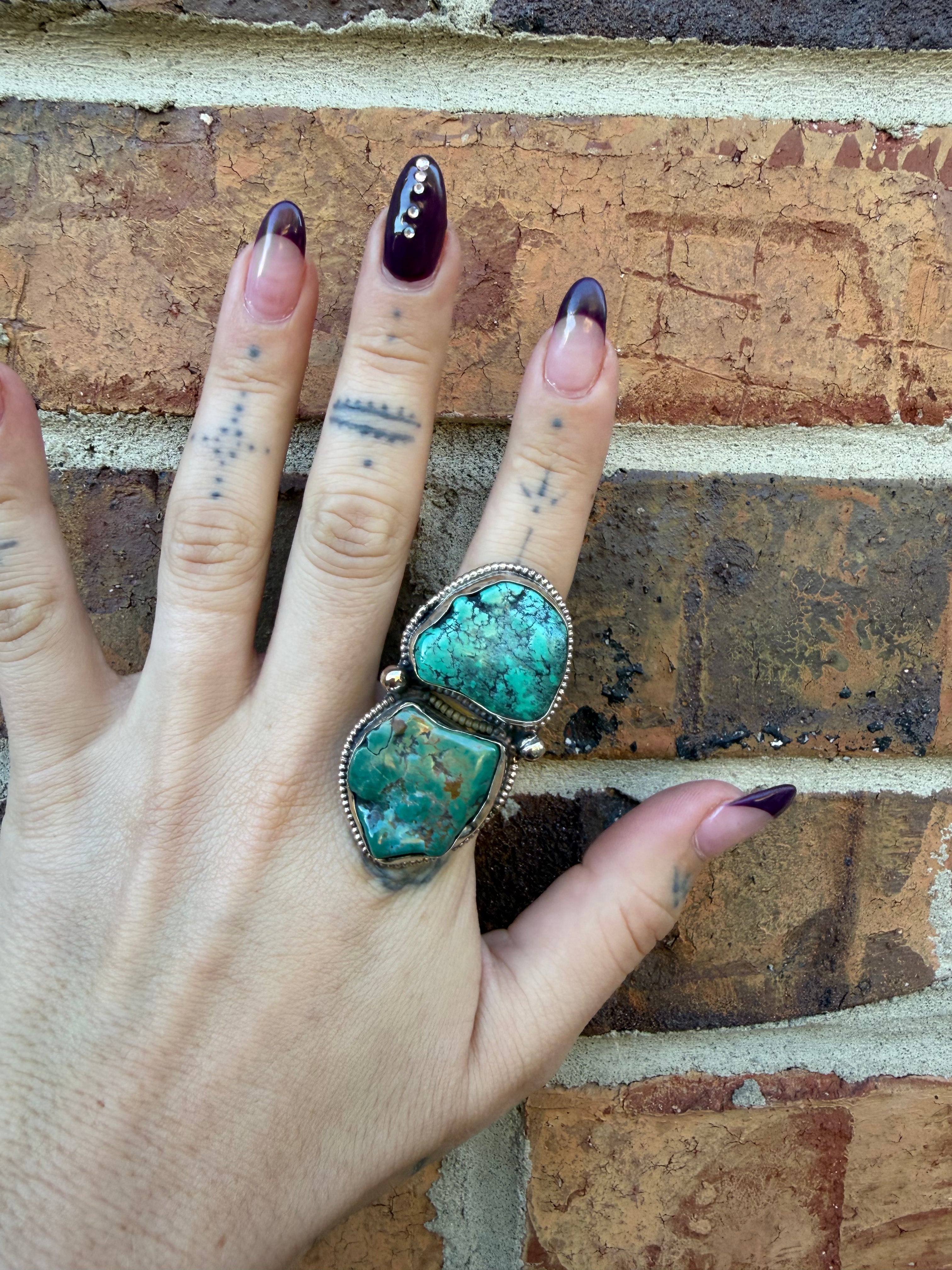 Chunky Turquoise Nugget Ring - 4