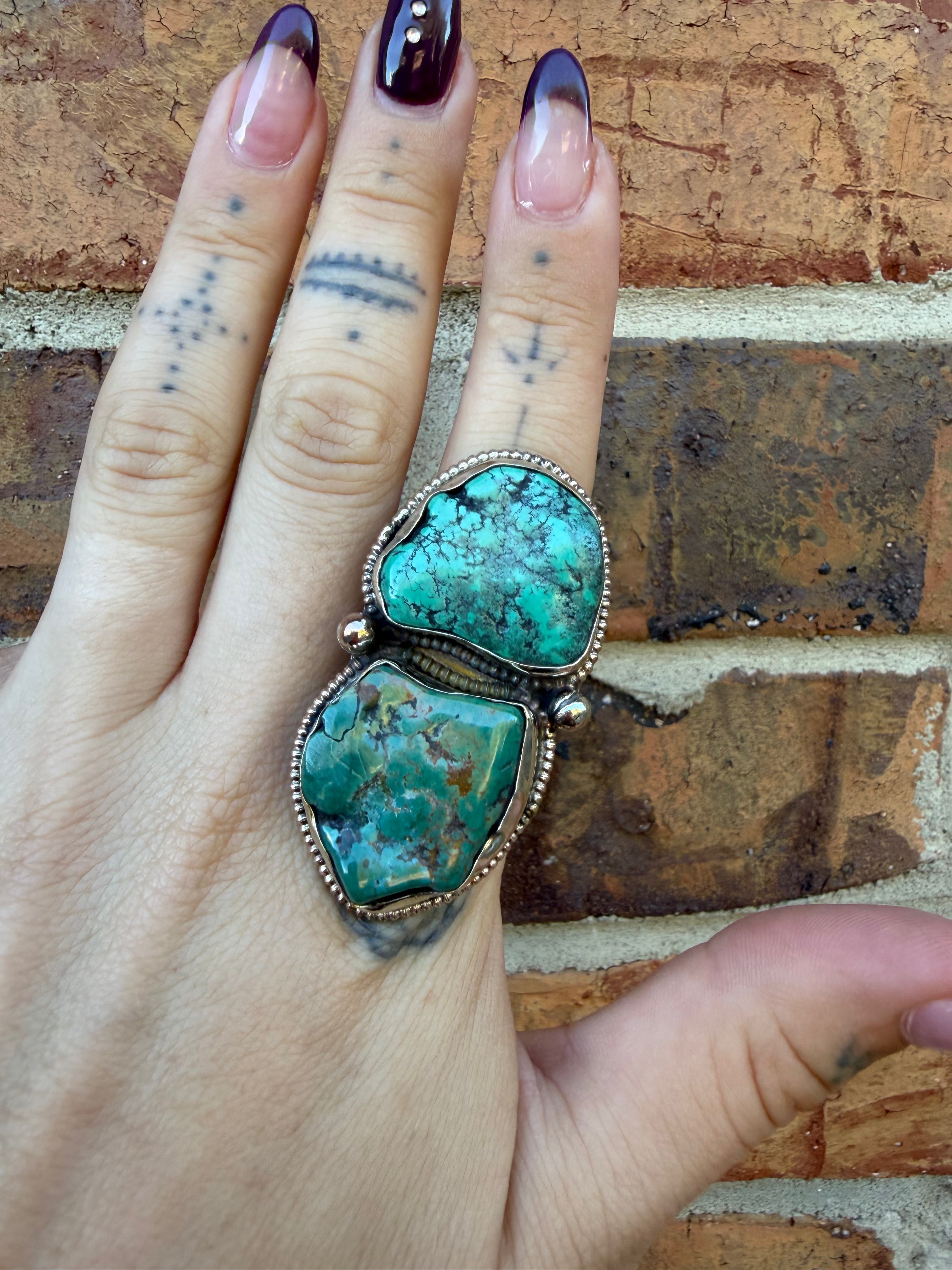Chunky Turquoise Nugget Ring - 4