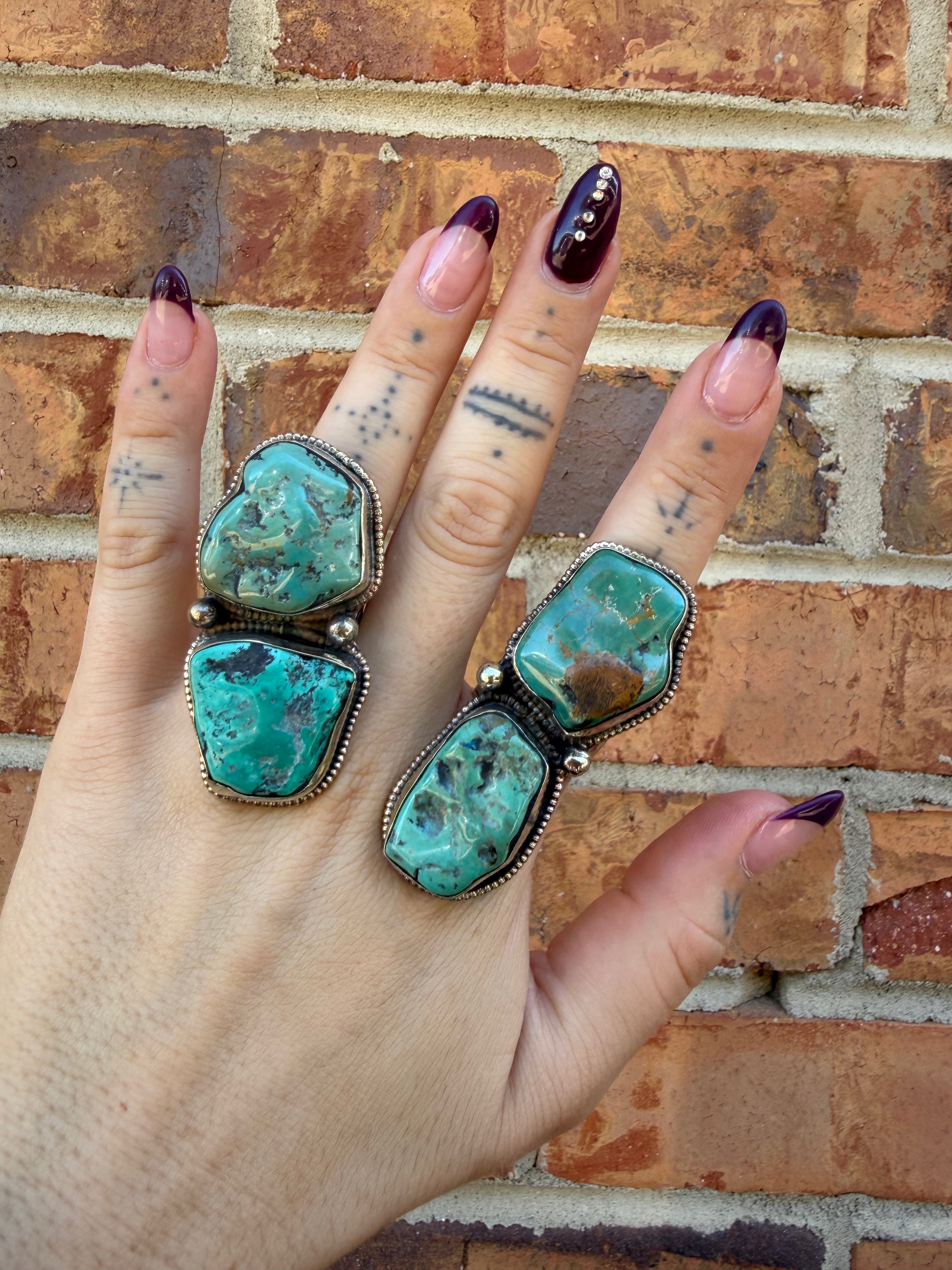 Chunky Turquoise Nugget Ring - 8 & 9