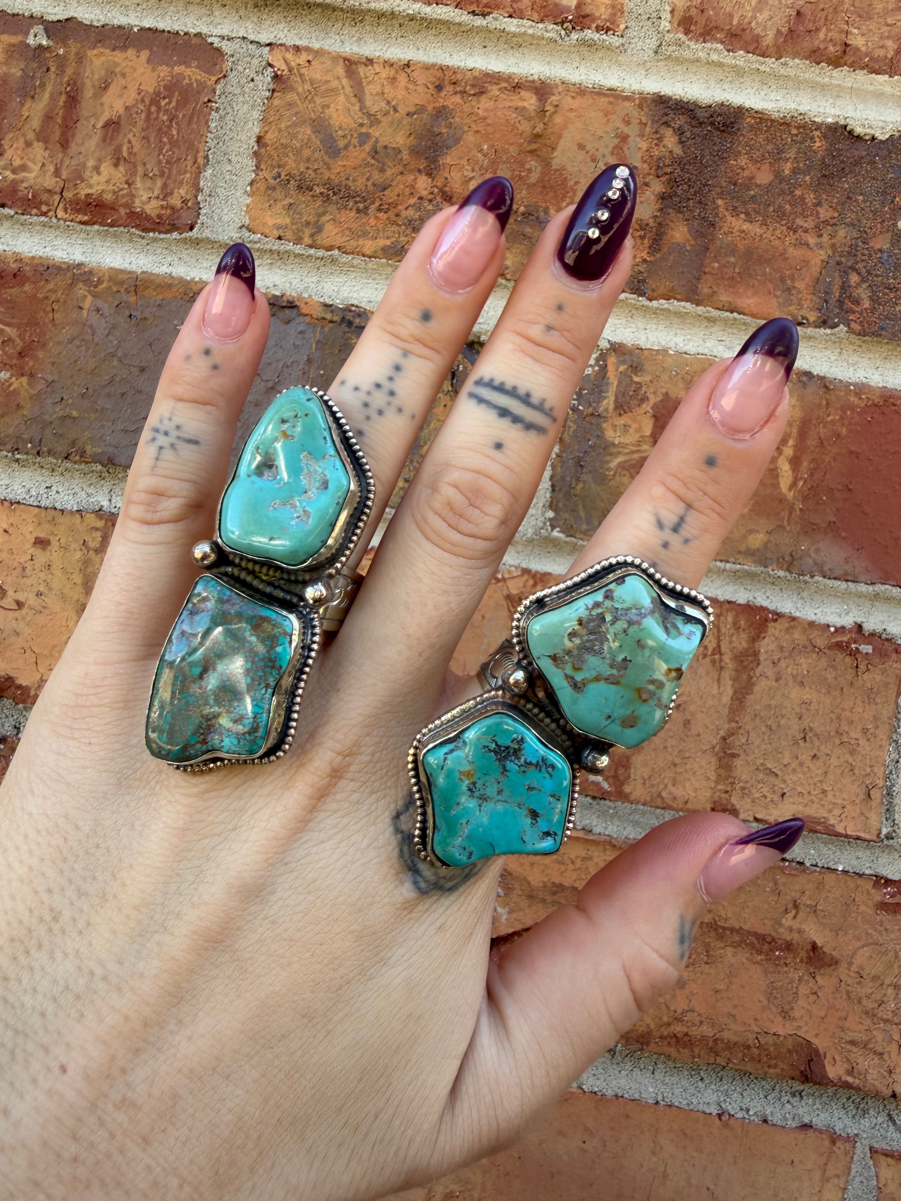 Chunky Turquoise Nugget Ring - 12 & 13