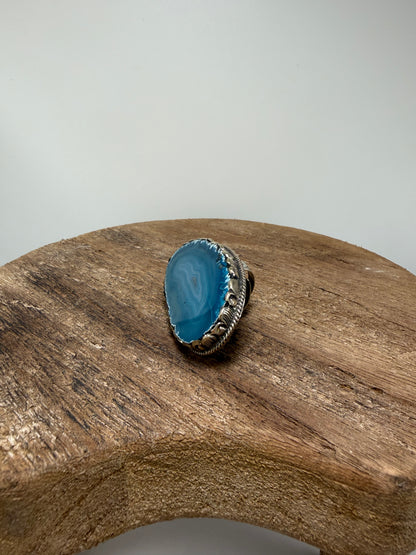 Agate GeodeSlab Rings In Bright Blues
