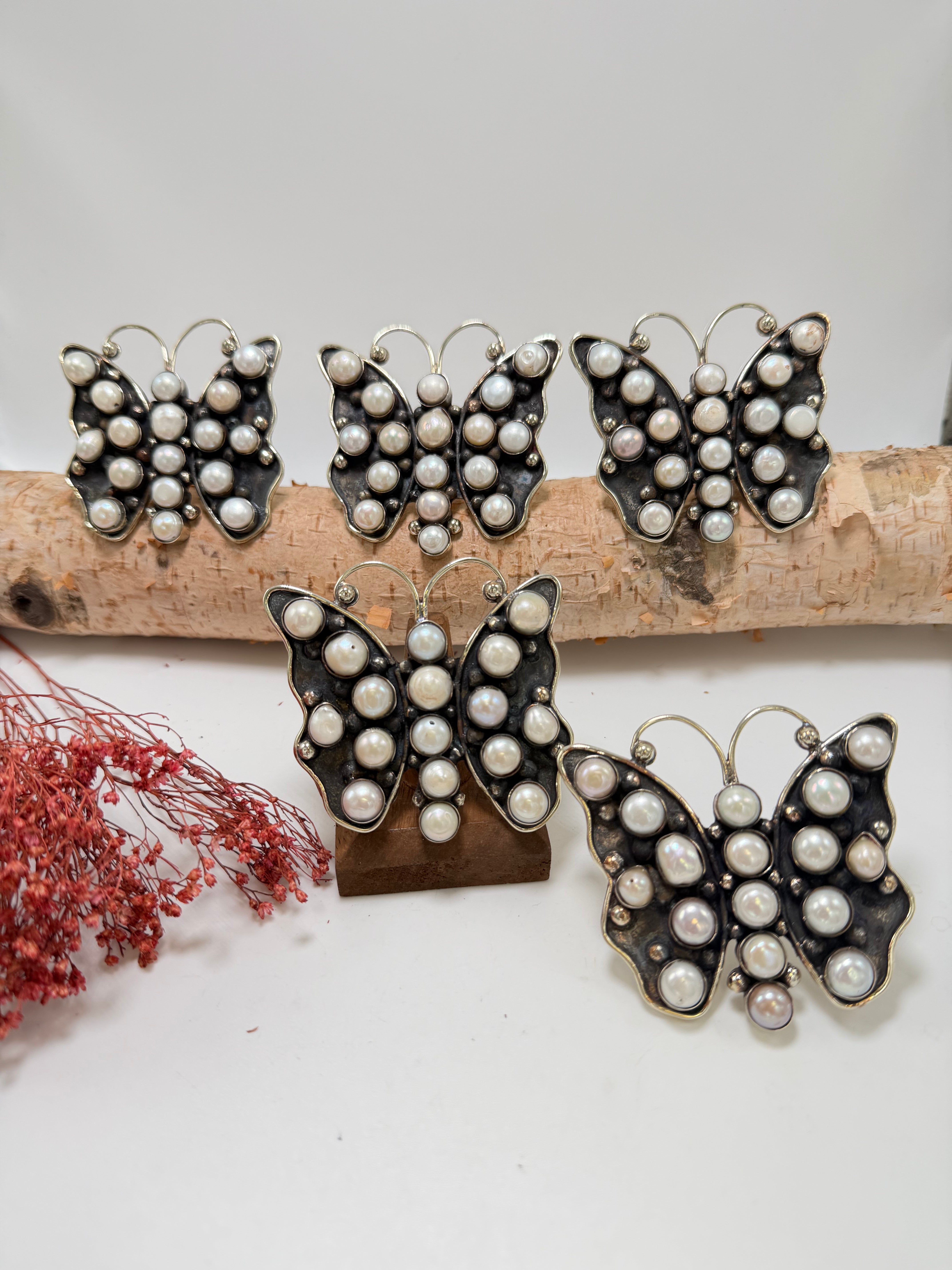 Pearled Butterfly Ring - Fresh Water Pearls
