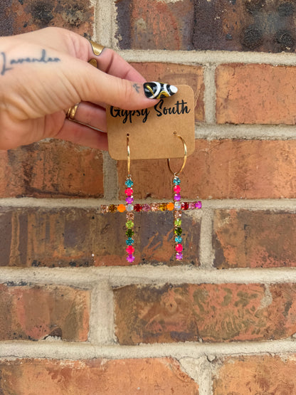 Dangle Drop Rhinestone Cross