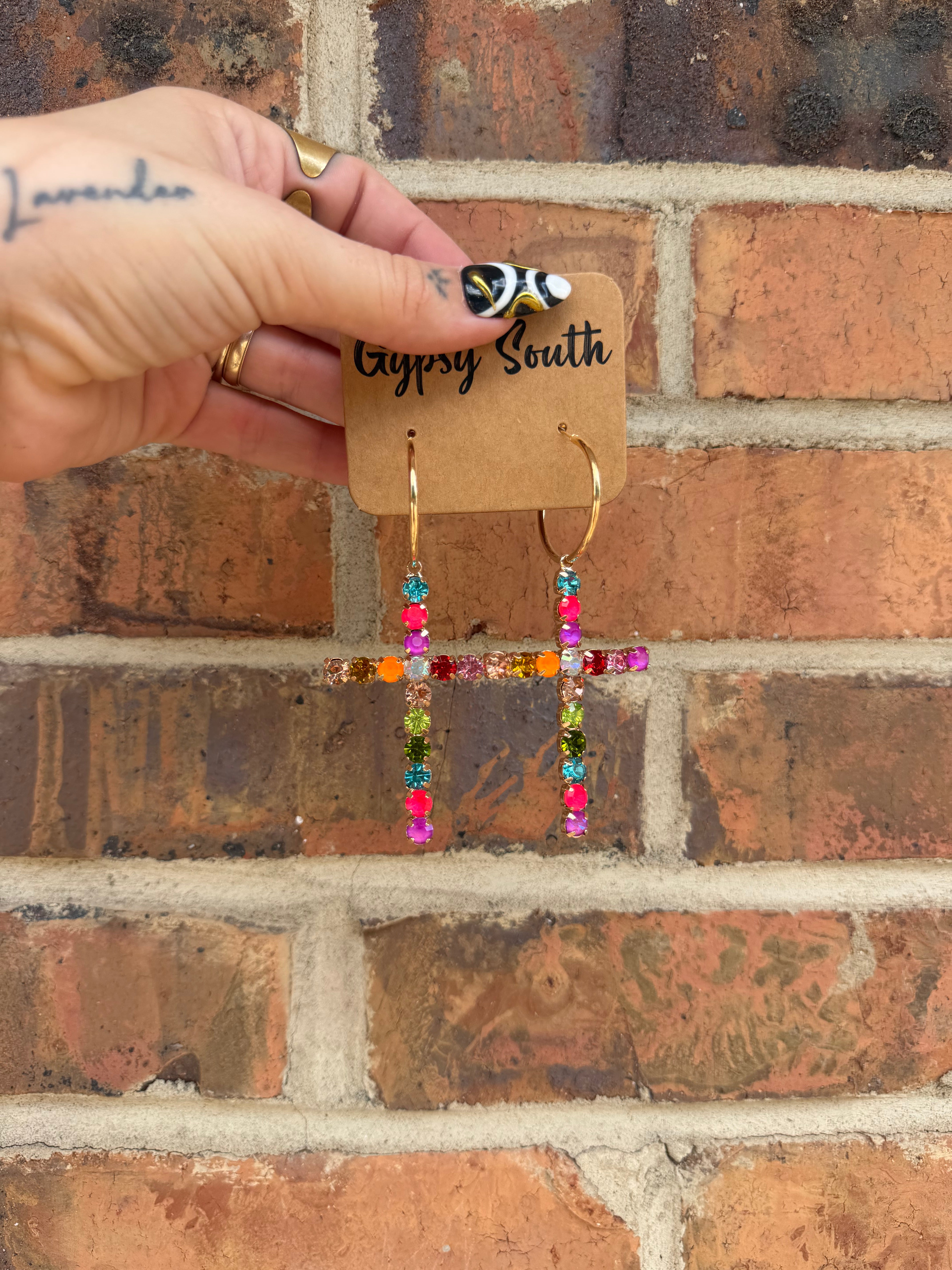 Dangle Drop Rhinestone Cross