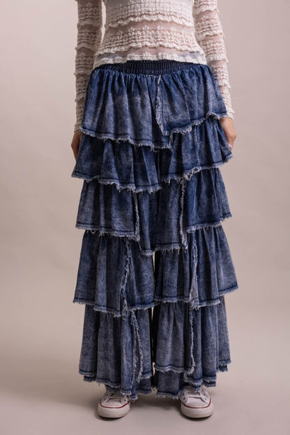 Elastic Waist Ruffle Pants