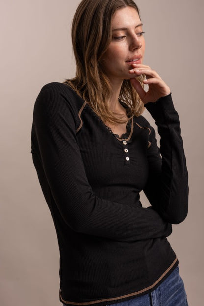 Solid Fitted Long Sleeve Top