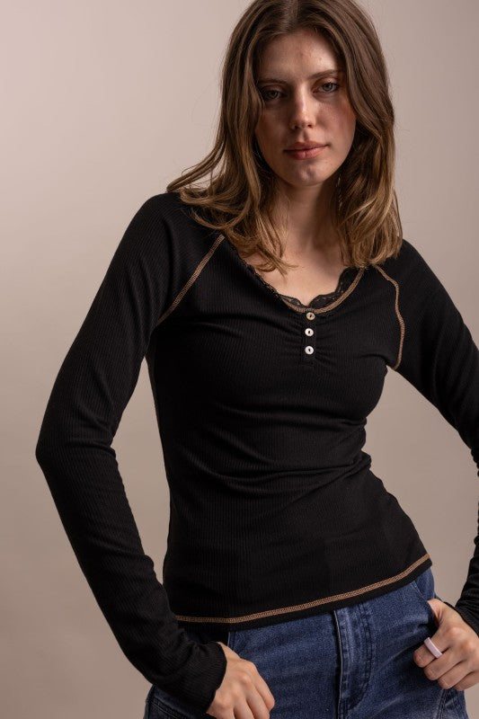 Solid Fitted Long Sleeve Top