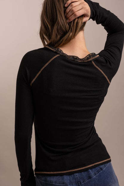 Solid Fitted Long Sleeve Top