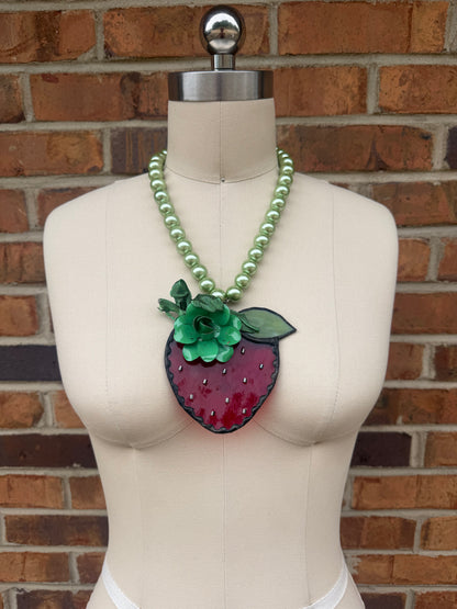Strawberry Madness Glass Necklace