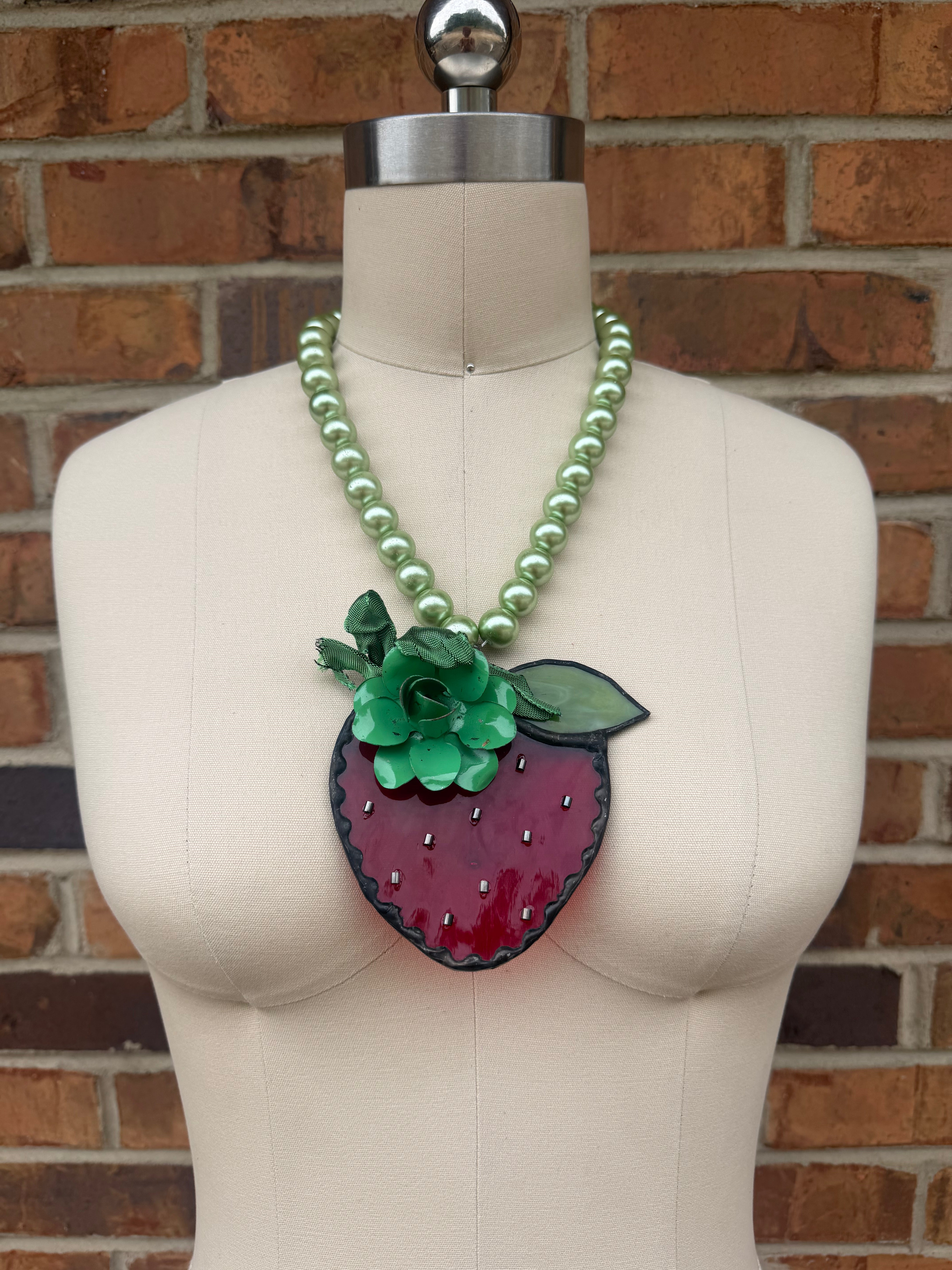 Strawberry Madness Glass Necklace