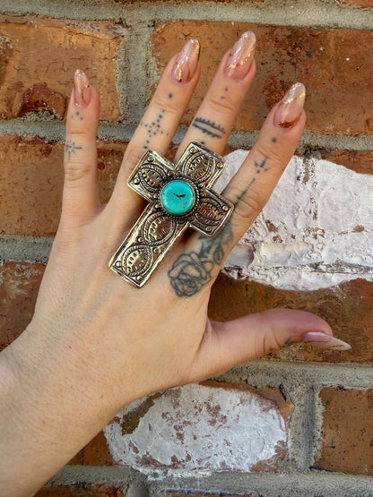 Turquoise Cross Ring