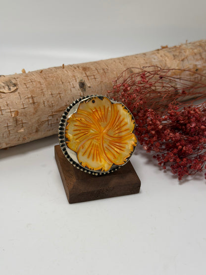 Watercolor Dreaming in Flowers Resin Shell Ring