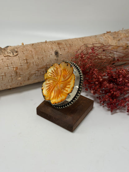 Watercolor Dreaming in Flowers Resin Shell Ring
