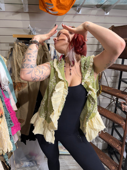 Green Meadows Embroidered Vest