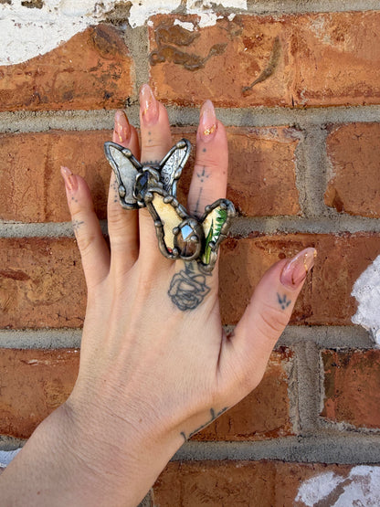 Butterfly Recycled Tin Ring w/ Gemstone