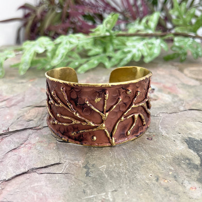 Brass Patina Cuff in Brown Branches