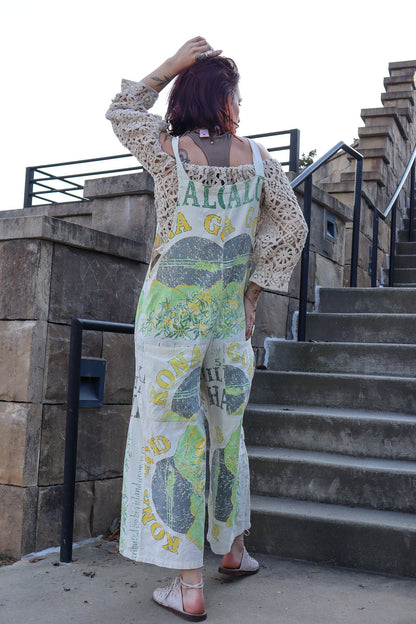 Golden Combo Picnic Market Fresh Overalls Cottage Core Boho Flour Sack